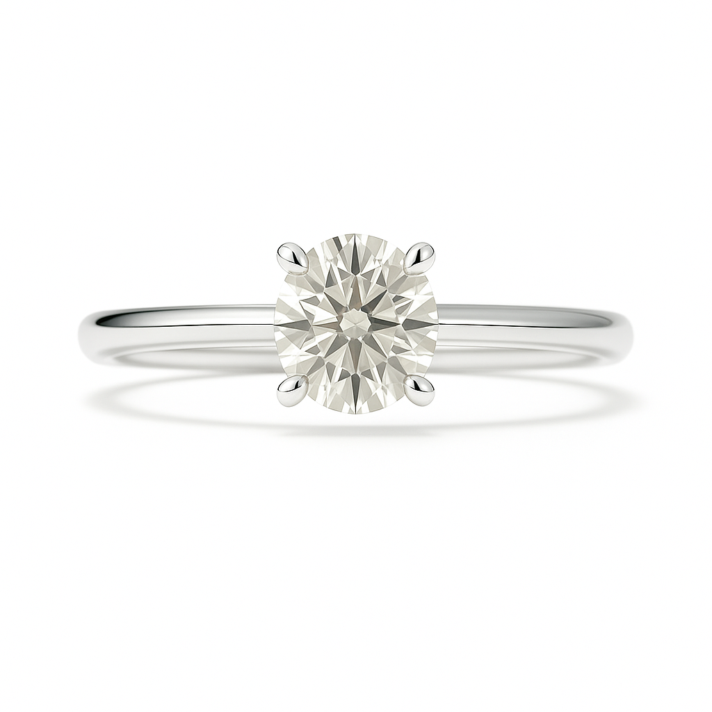 Moissanite Round Solitaire Engagement Ring – 925 Silver, 3.80mm