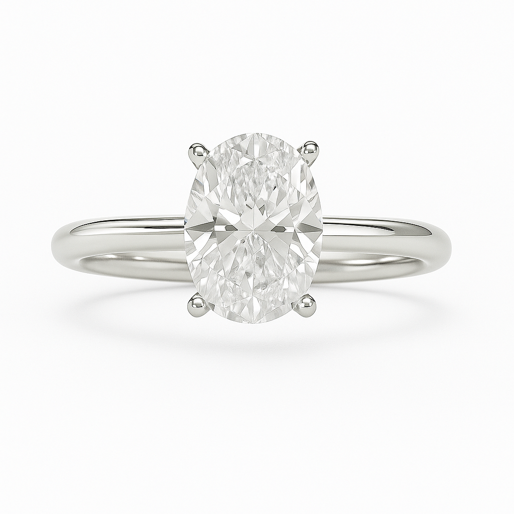 Moissanite Oval Solitaire Engagement Ring – 925 Silver, 7x5mm Oval Cut