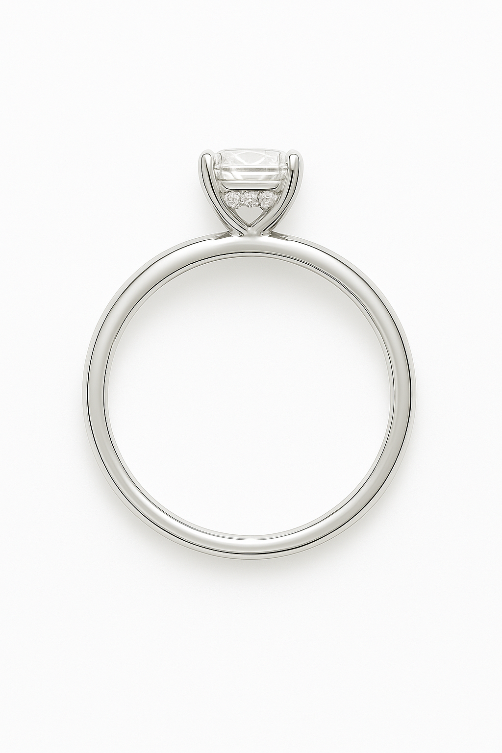 Moissanite Emerald Cut Solitaire Engagement Ring – 925 Silver, 8x6mm