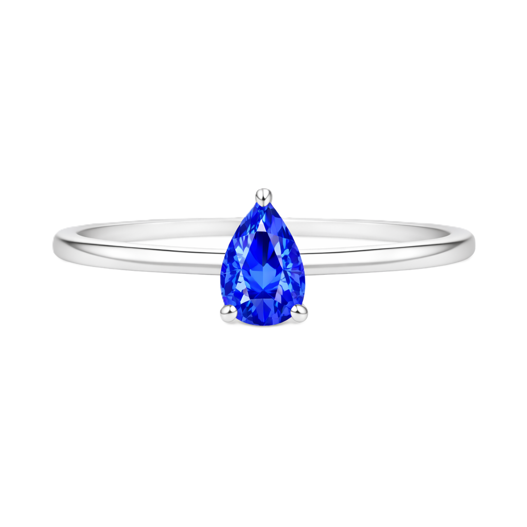 Blue Sapphire Solitaire Ring – 6×4 mm Pear – 925 Silver | BSI Jewelry