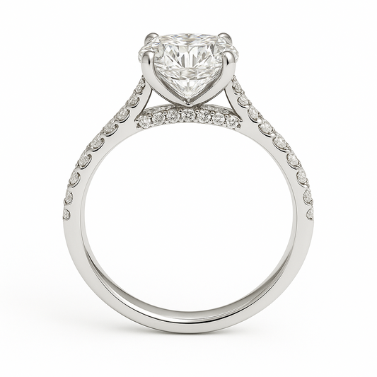 Fall in love with this 6mm Cushion Moissanite Engagement Ring in White Gold Plated 925 Silver. GRA Certified, hypoallergenic, and finely crafted by BSI Jewelry.