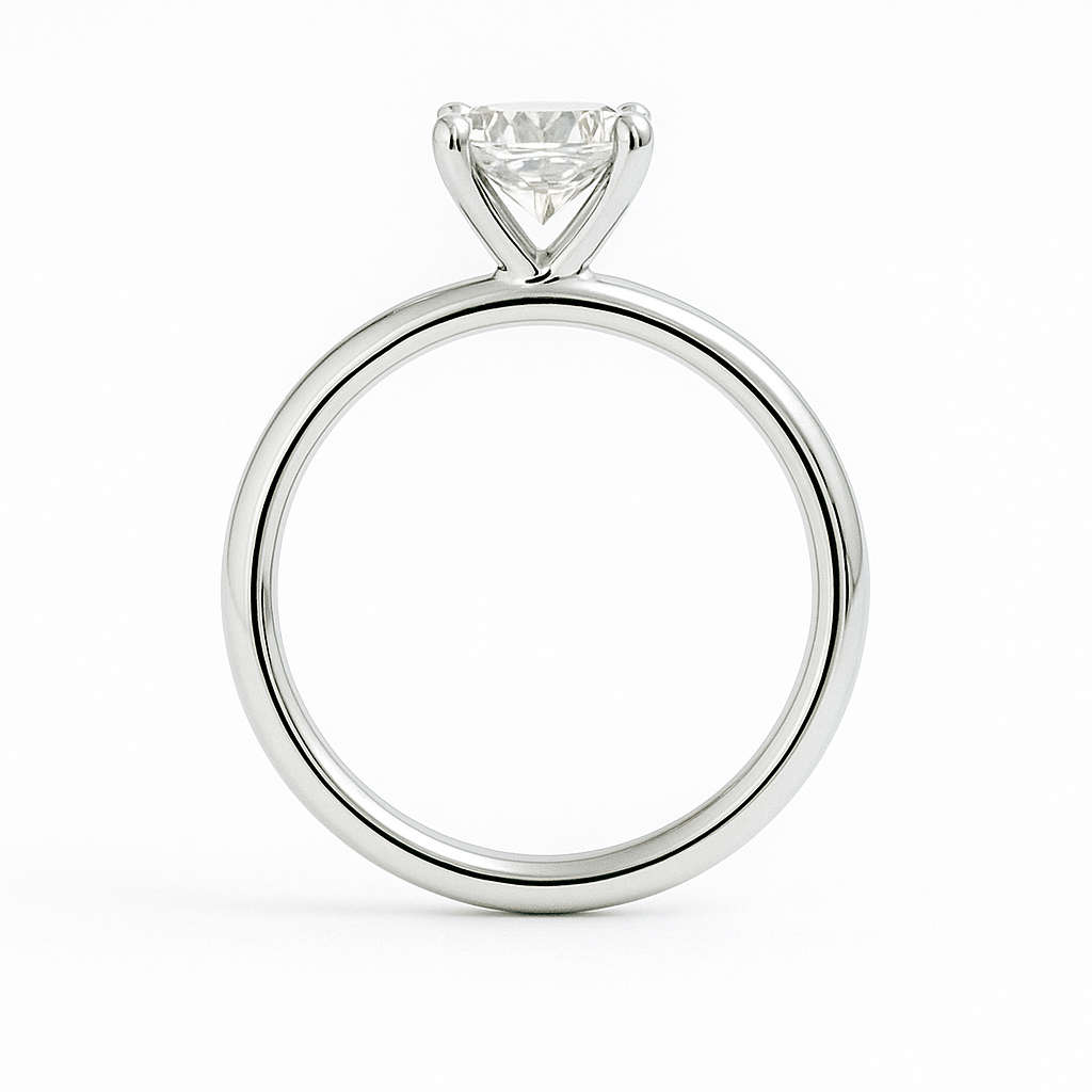 Refined Moissanite round engagement ring in 925 silver with a 3.80 mm brilliant-cut stone. Timeless sparkle and hypoallergenic comfort. Available at BSI Jewelry.