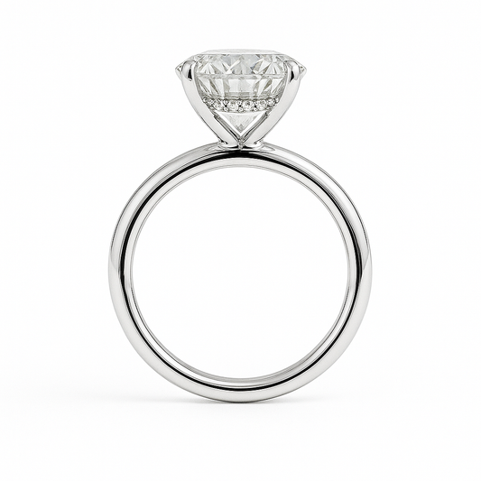Classic 9 mm Moissanite solitaire engagement ring in white gold-plated 925 silver. Timeless brilliance and romantic elegance. Available now at BSI Jewelry.