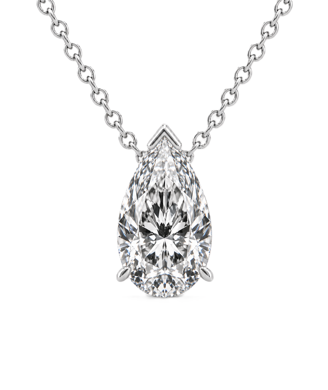 Pear moissanite necklace, 9×6 mm pear, set in white gold-plated 925 silver. Brilliant sparkle, elegant and timeless for daily wear. Available now at BSI Jewelry.