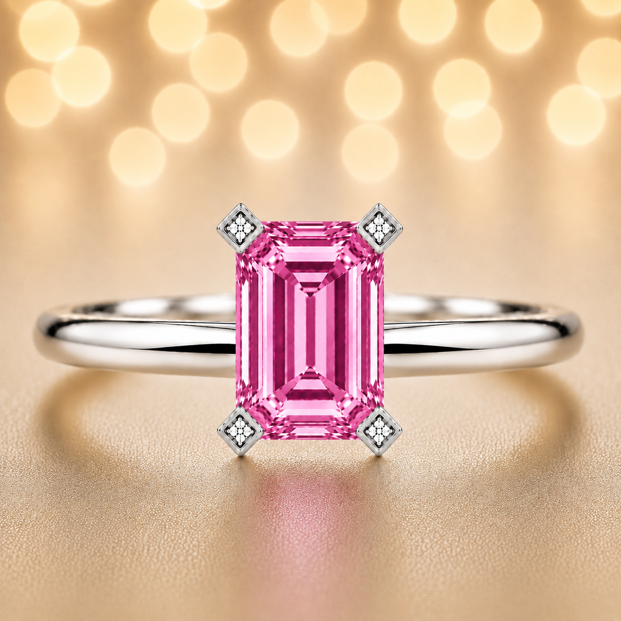 Pink sapphire engagement ring crafted in white gold-plated 925 silver. Romantic, hypoallergenic, and elegant for everyday wear. Available now at BSI Jewelry.