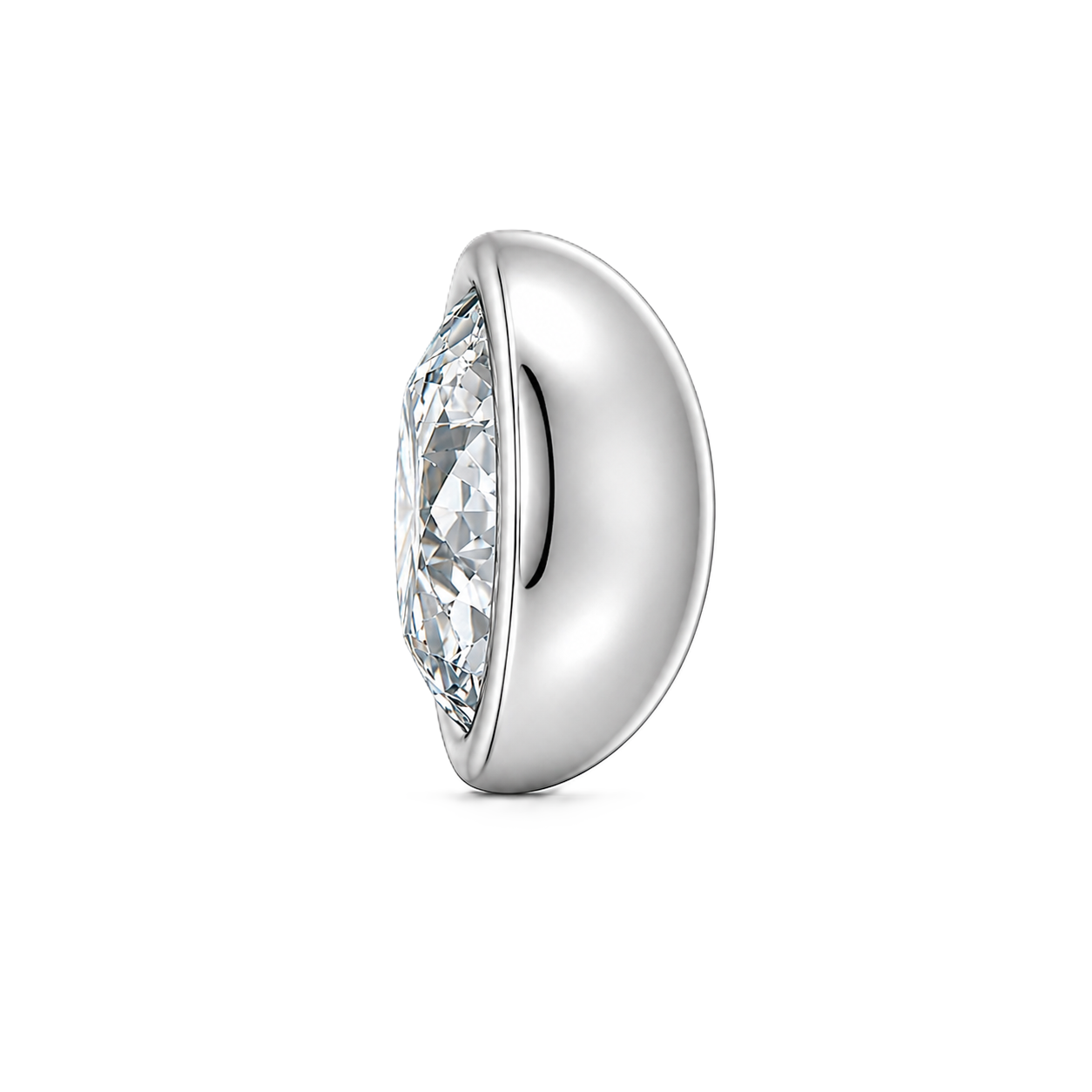 Round moissanite bezel necklace, 7 mm round, crafted in white gold-plated 925 silver. Hypoallergenic and elegant for daily wear. Available now at BSI Jewelry.