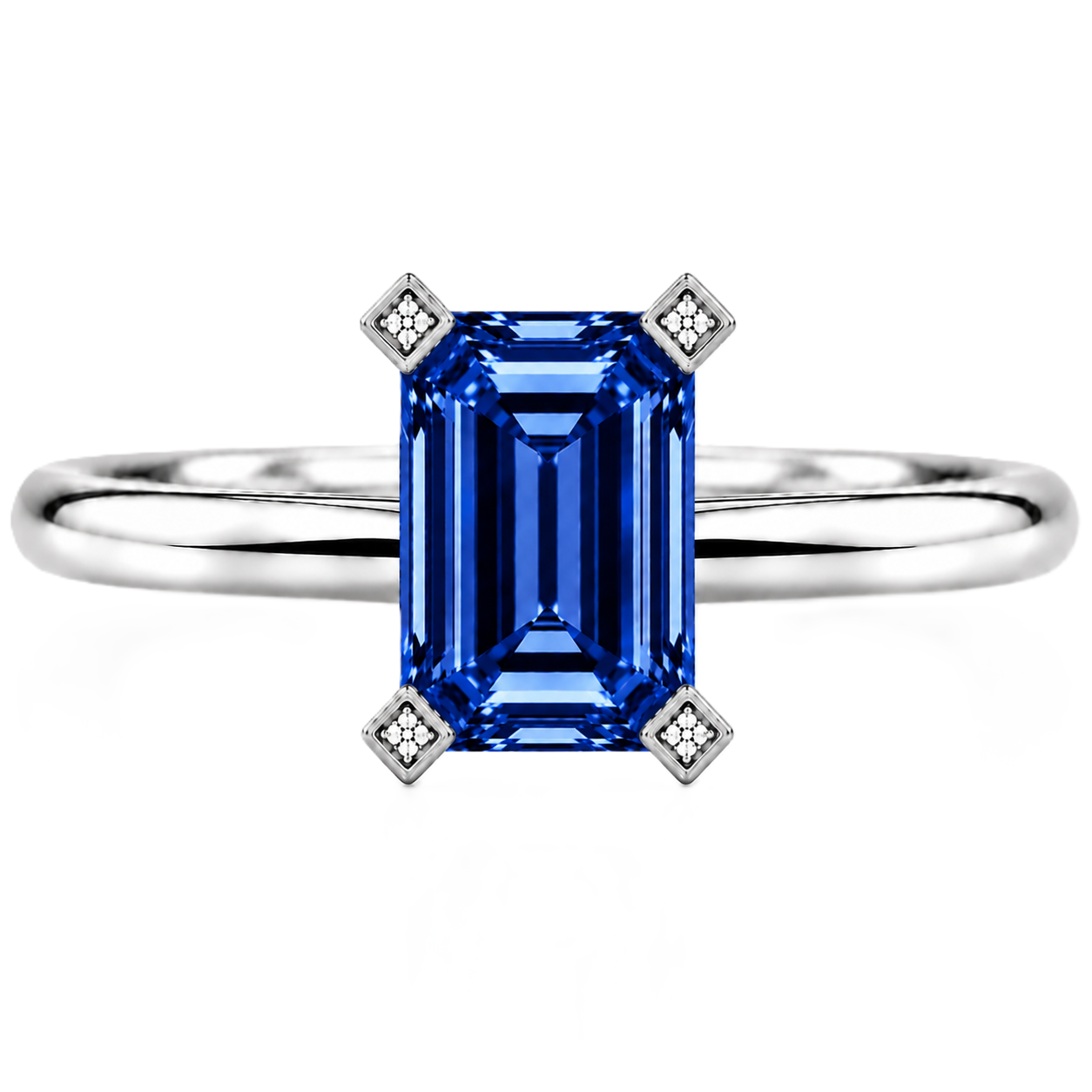 Blue sapphire engagement ring crafted in white gold-plated 925 silver. Royal, hypoallergenic, and elegant for everyday wear. Available now at BSI Jewelry.