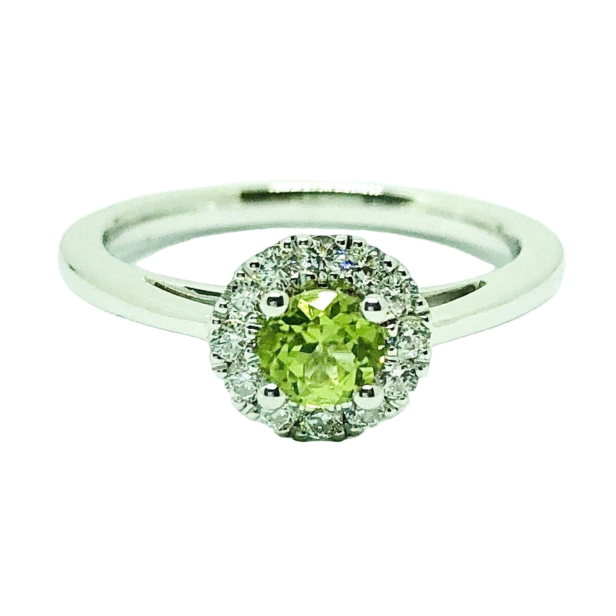 Moissanite & Peridot Ring – 925 Silver, 4.30mm Round Cut