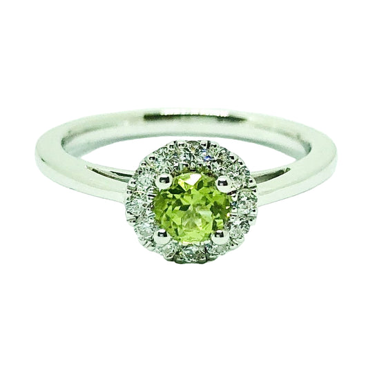Moissanite & Peridot Ring – 925 Silver, 4.30mm Round Cut