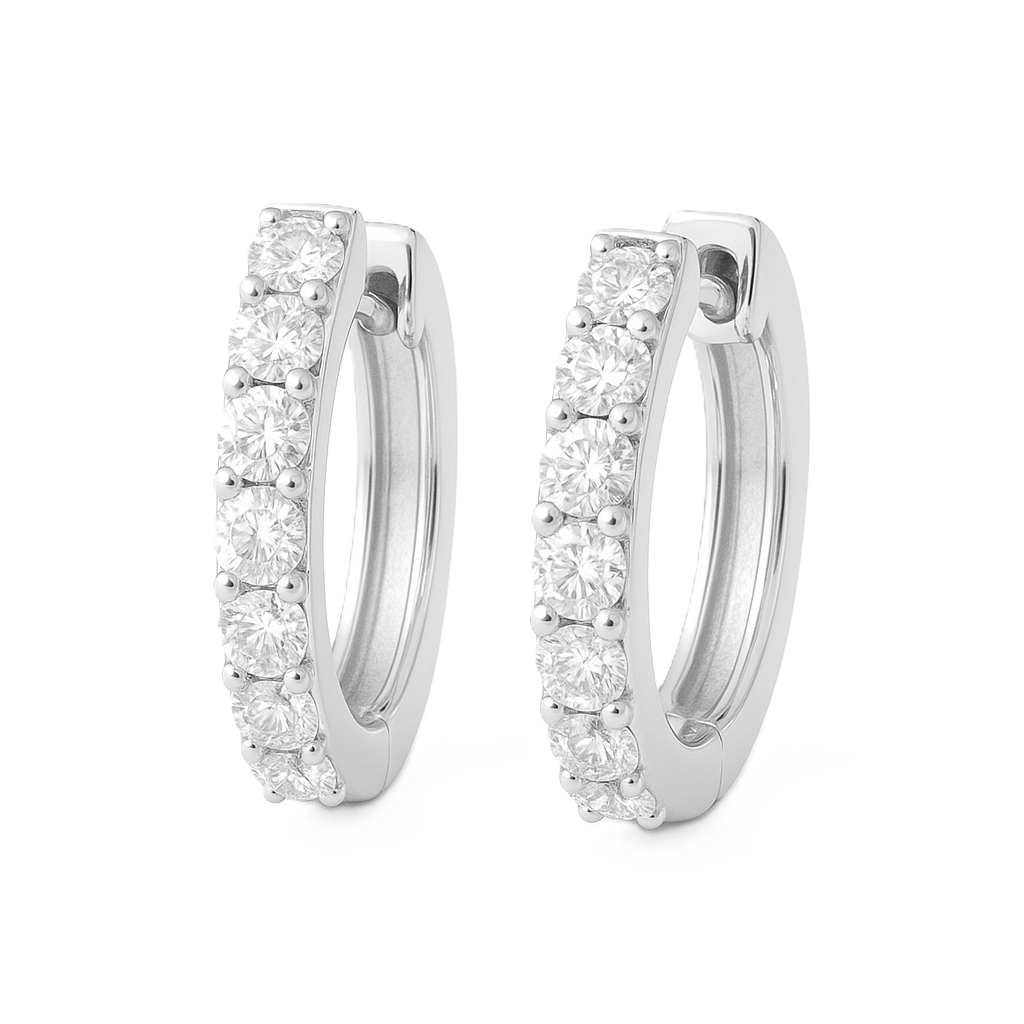Moissanite Huggies Earrings – 2 mm Round – 925 Silver | BSI Jewelry