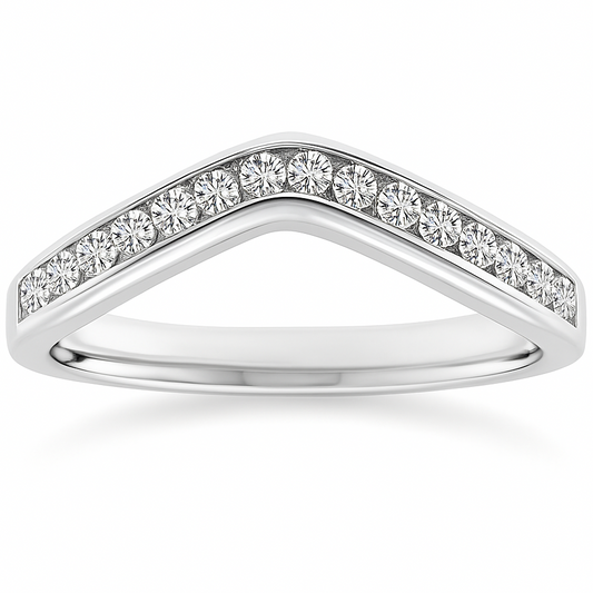 Moissanite Chevron Wedding Band – 925 Silver