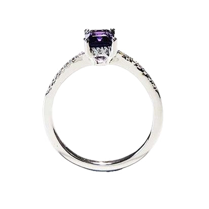 Moissanite & Sapphire Ring – 925 Silver, 7x5mm Emerald Cut