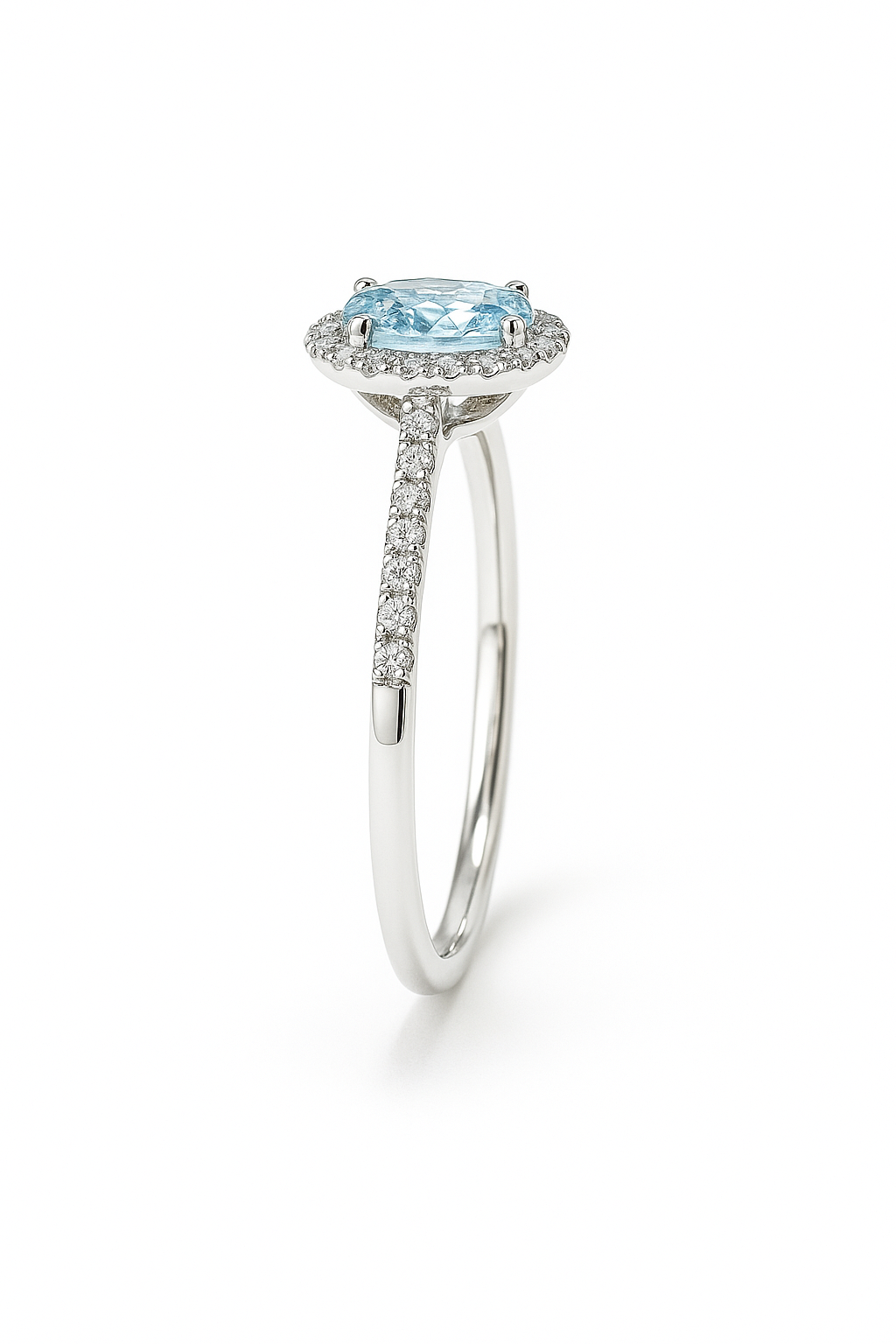 Moissanite & Sky Blue Topaz Ring – 925 Silver, 7x5mm Oval Cut
