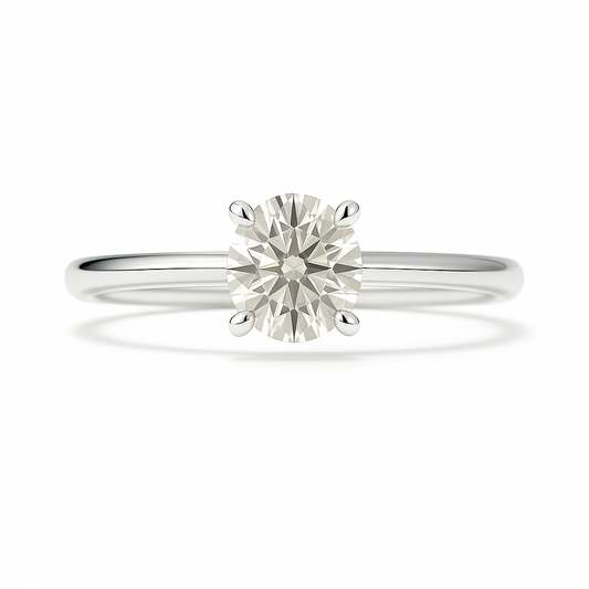 Moissanite Round Solitaire Engagement Ring – 925 Silver, 3.80mm