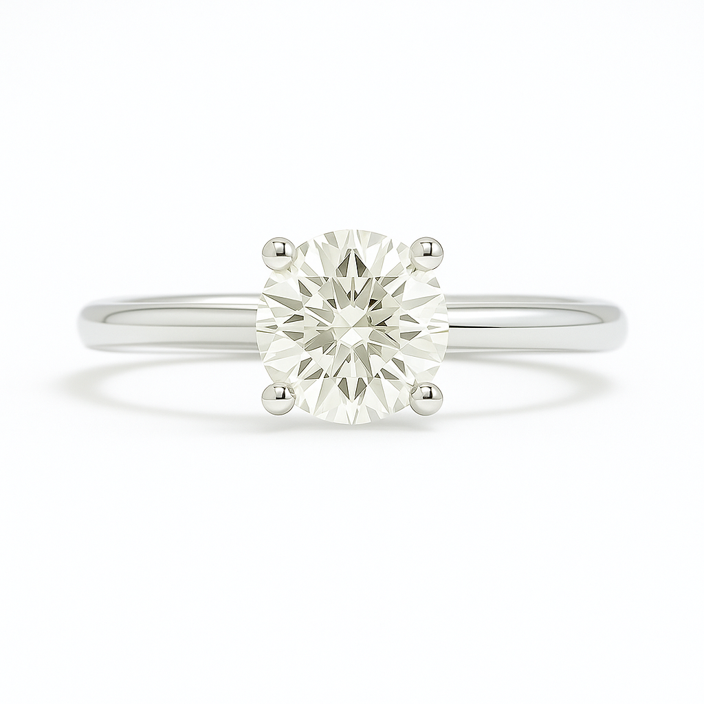 Moissanite Round Solitaire Engagement Ring – 925 Silver, 4.30mm
