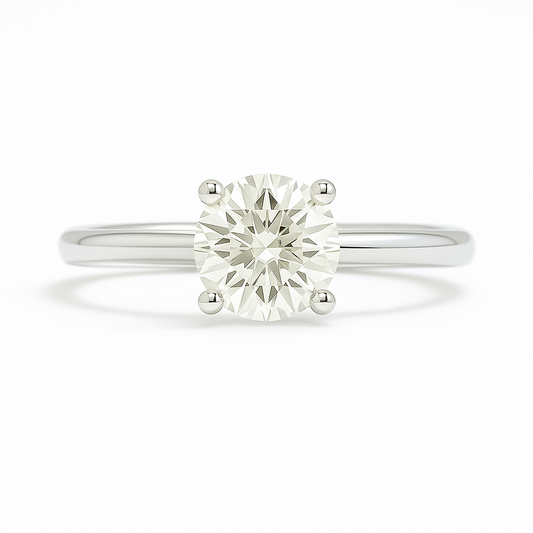 Moissanite Round Solitaire Engagement Ring – 925 Silver, 4.30mm