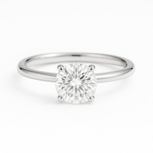 Moissanite Round Solitaire Engagement Ring – 925 Silver, 6.50mm