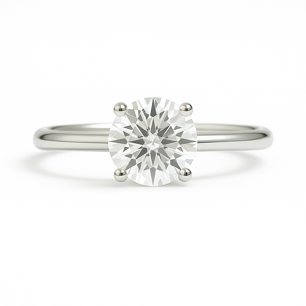Moissanite Round Solitaire Engagement Ring – 925 Silver, 6.50mm
