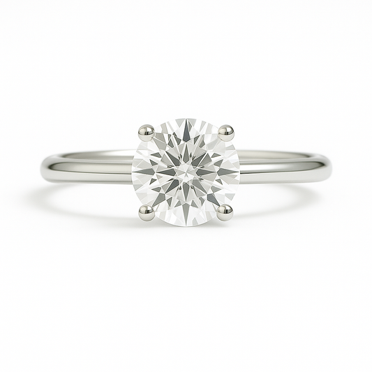Moissanite Round Solitaire Engagement Ring – 925 Silver, 6.50mm