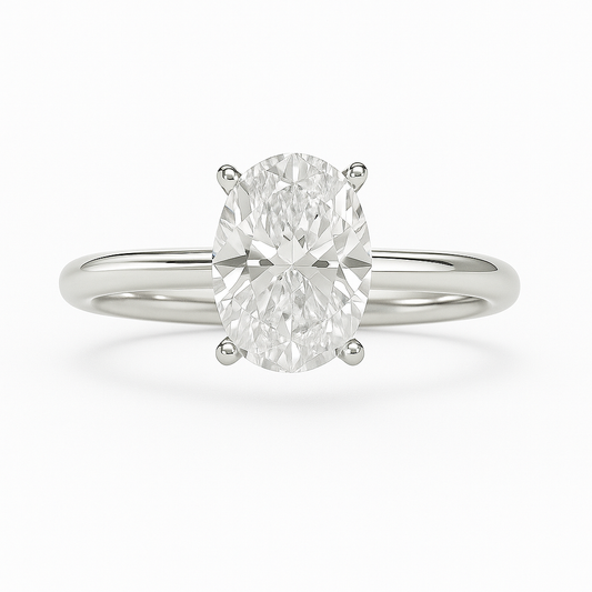 Moissanite Oval Solitaire Engagement Ring – 925 Silver, 7x5mm Oval Cut
