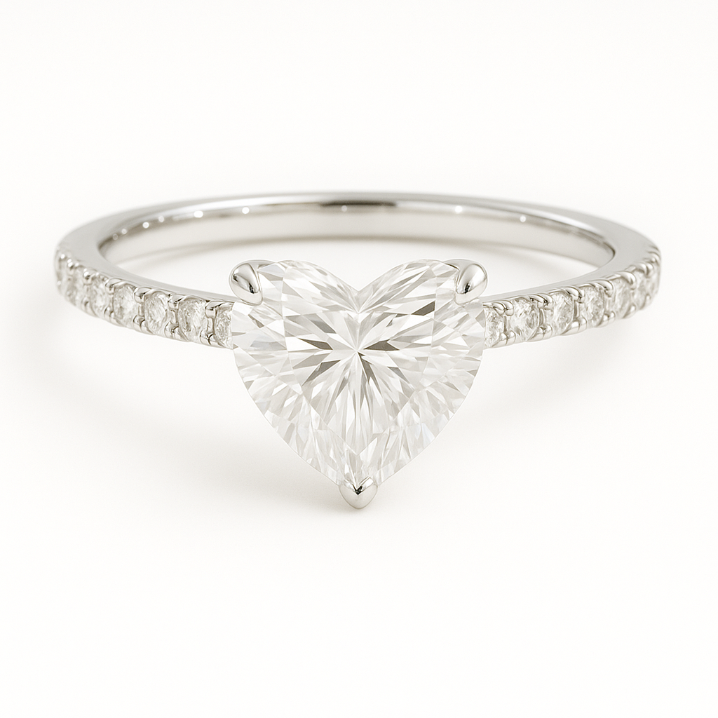 Moissanite Heart Solitaire Engagement Ring – 925 Silver, 6mm