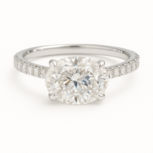 Moissanite Oval Solitaire Engagement Ring – 925 Silver, 7x5mm