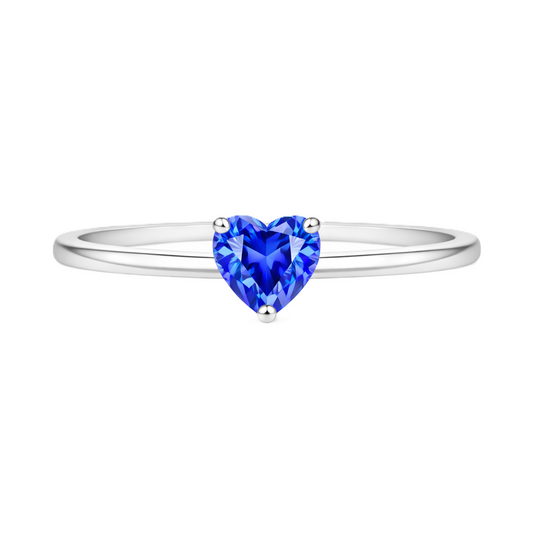 Blue Sapphire Solitaire Ring – 5 mm Heart – 925 Silver | BSI Jewelry