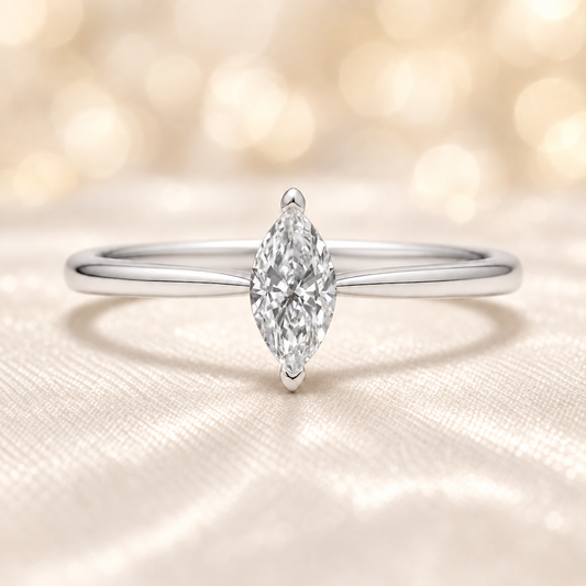 Moissanite Solitaire Ring – 6×3 mm Marquise – 925 Silver | BSI Jewelry