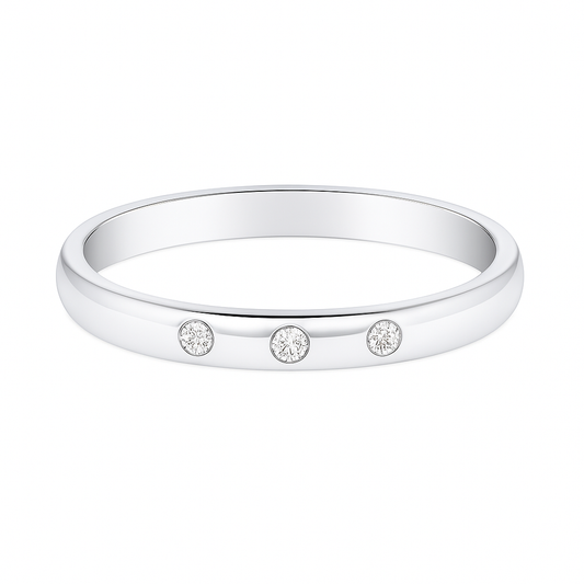 Moissanite Wedding Band – 925 Silver, 3 Round Brilliant, 3.50mm Width