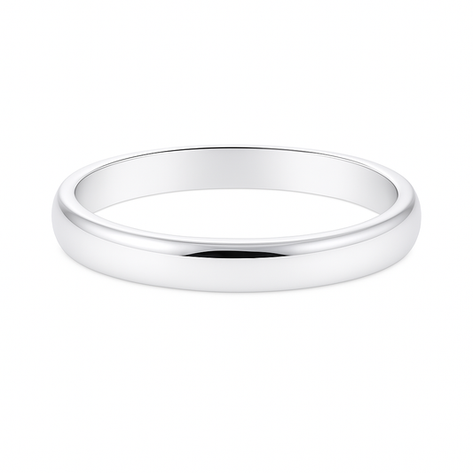 Plain Wedding Band – 925 Silver, 3mm Width, Comfort Fit