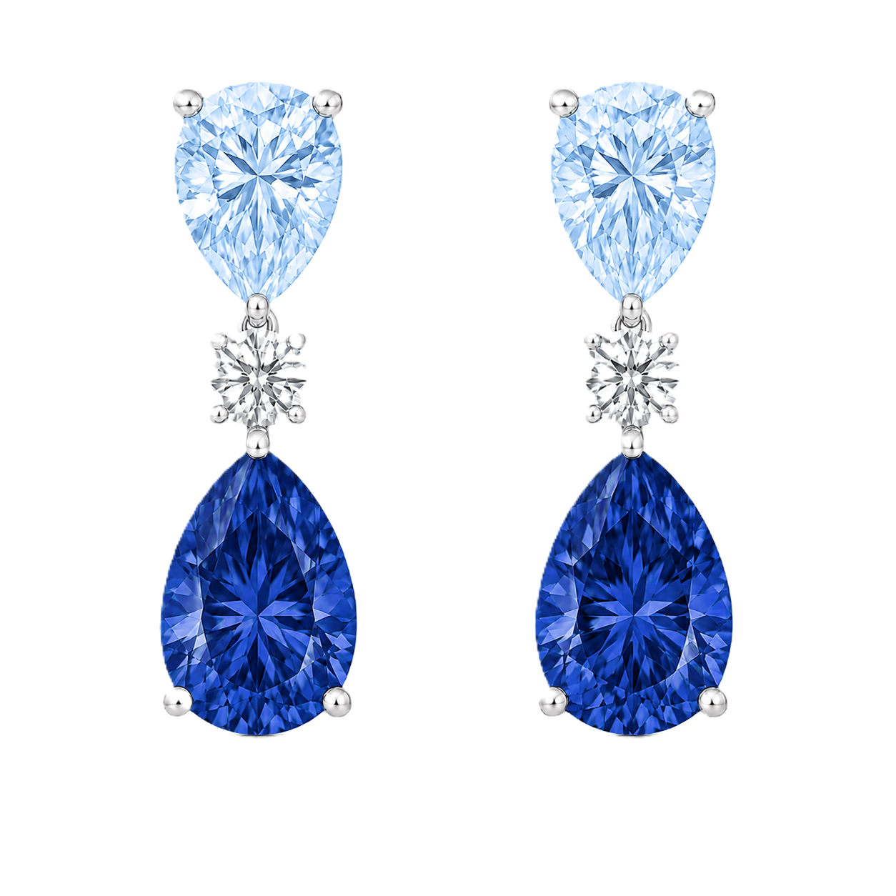 Blue Sapphire Drop Stud Earrings – 6×4mm Pear - 925 Silver | BSI Jewelry