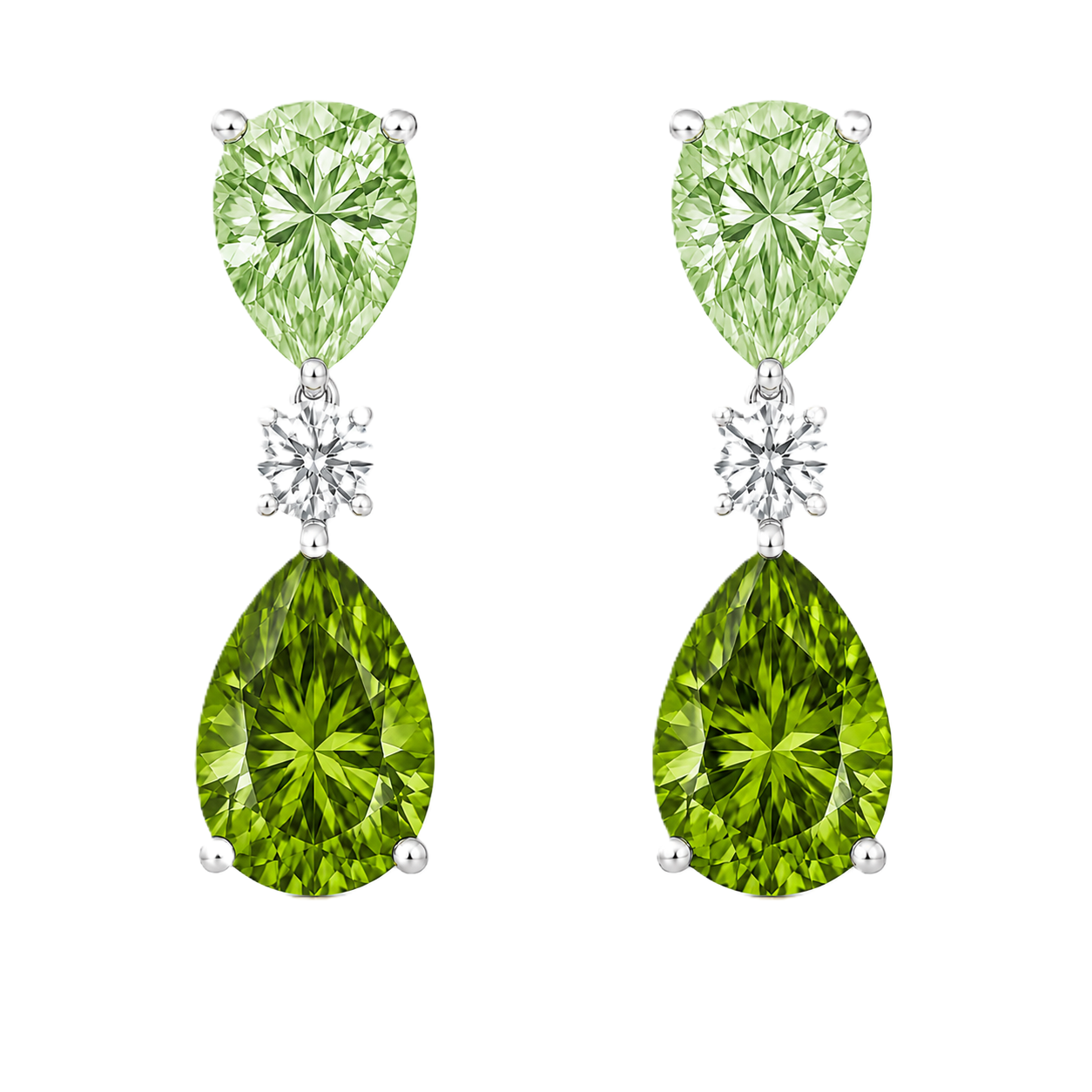 Green Sapphire Drop Stud Earrings – 6×4mm Pear - 925 Silver | BSI Jewelry