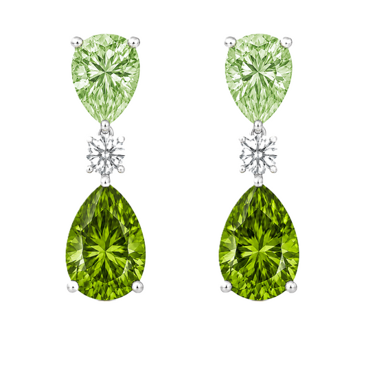 Green Sapphire Drop Stud Earrings – 6×4mm Pear - 925 Silver | BSI Jewelry