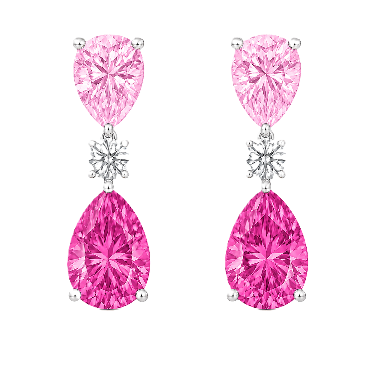 Pink Sapphire Drop Stud Earrings – 6×4mm Pear - 925 Silver | BSI Jewelry