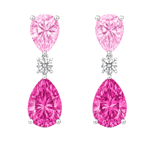 Pink Sapphire Drop Stud Earrings – 6×4mm Pear - 925 Silver | BSI Jewelry