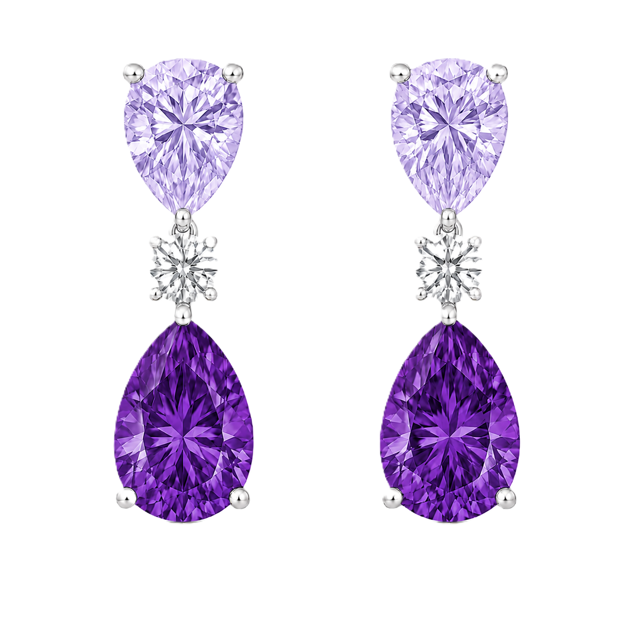 Purple Sapphire Drop Stud Earrings – 6×4mm Pear - 925 Silver | BSI Jewelry