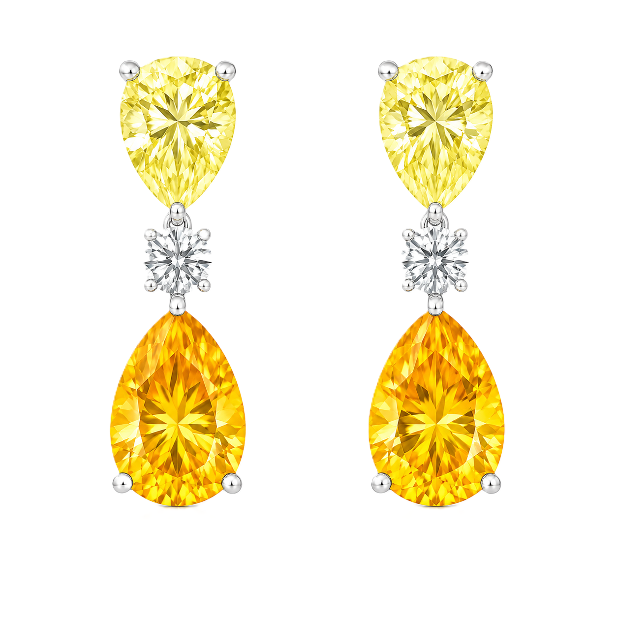 Yellow Sapphire Drop Stud Earrings – 6×4mm Pear - 925 Silver | BSI Jewelry