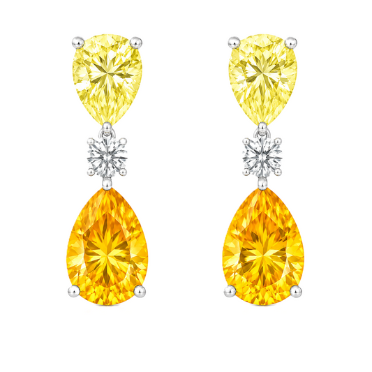 Yellow Sapphire Drop Stud Earrings – 6×4mm Pear - 925 Silver | BSI Jewelry
