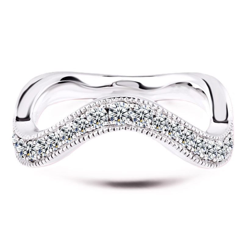 Moissanite Wave-Shaped Wedding Band – 1.00 carat – 925 Silver