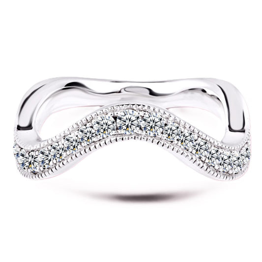 Moissanite Wave-Shaped Wedding Band – 0.70 carat – 925 Silver