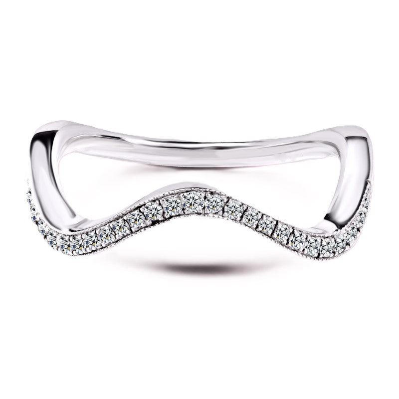 Moissanite Wave-Shaped Wedding Band – 0.10 carat – 925 Silver