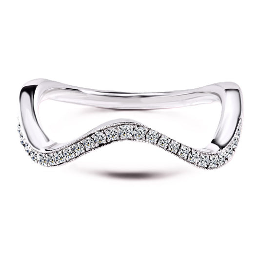 Moissanite Wave-Shaped Wedding Band – 0.10 carat – 925 Silver
