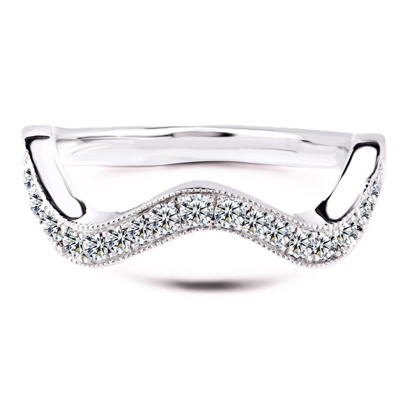 Moissanite Wave-Shaped Wedding Band – 0.50 carat – 925 Silver