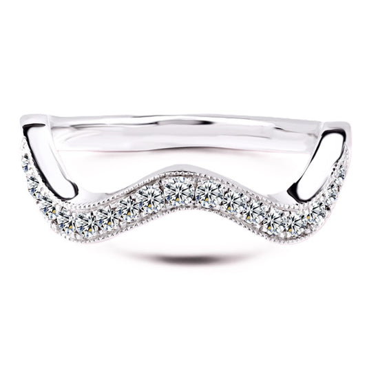 Moissanite Wave-Shaped Wedding Band – 0.50 carat – 925 Silver