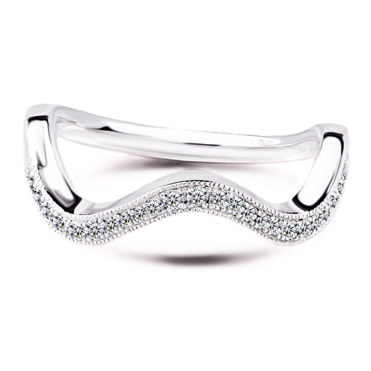 Moissanite Wave-Shaped Wedding Band – 0.30 carat – 925 Silver