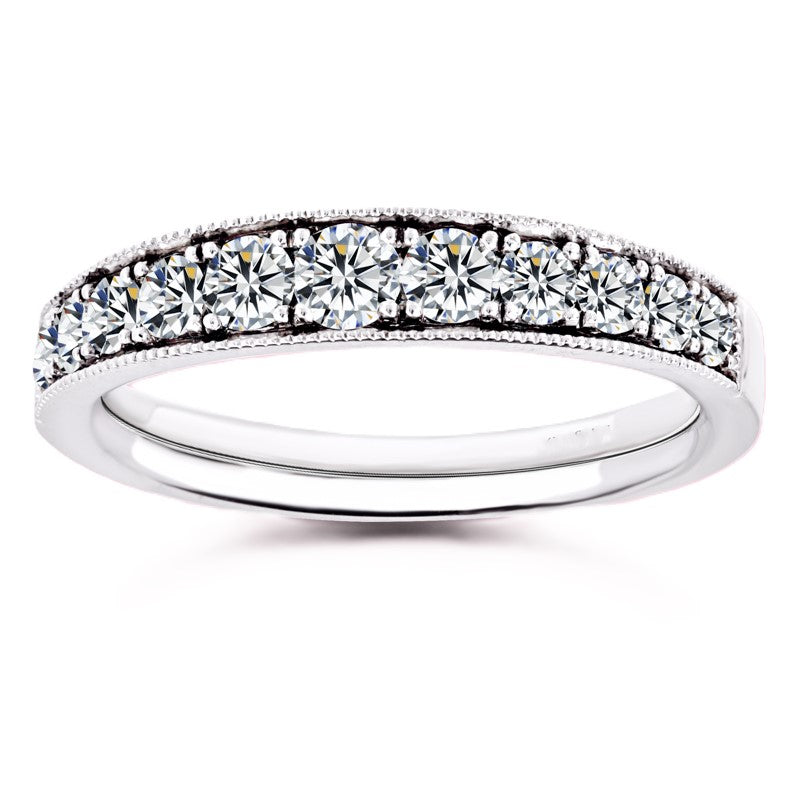 Moissanite Milgrain Half-Eternity Band – 1.00 carat – 925 Silver