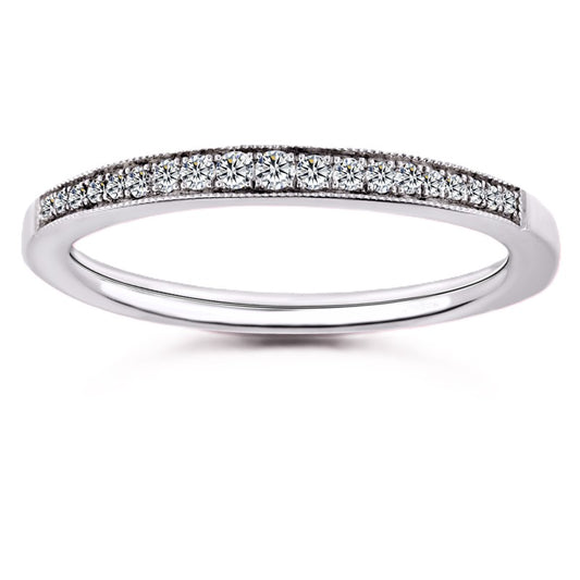 Moissanite Milgrain Half-Eternity Band – 0.10 carat – 925 Silver