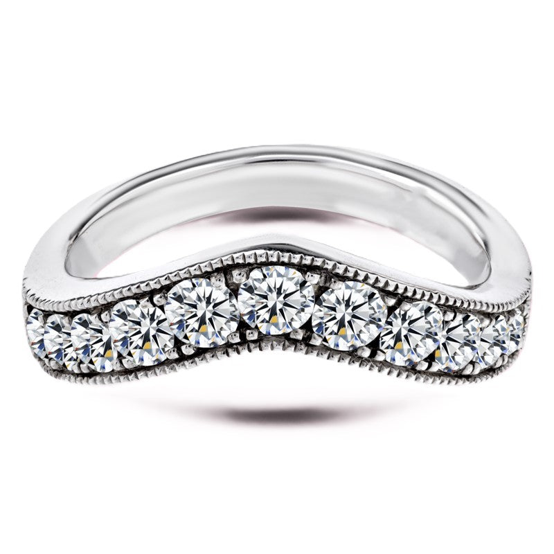 Moissanite V-Shaped Wedding Band – 0.70 carat – 925 Silver