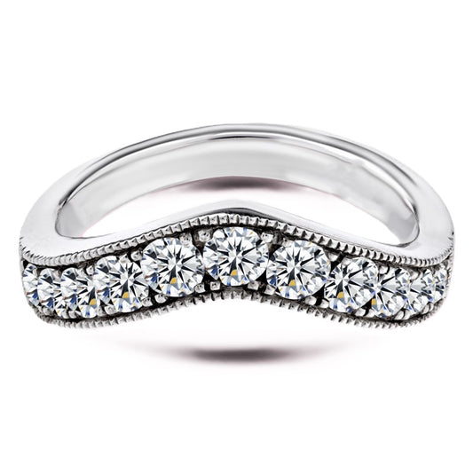 Moissanite V-Shaped Wedding Band – 0.70 carat – 925 Silver