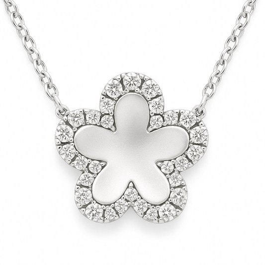 Moissanite Flower Necklace – 925 Silver
